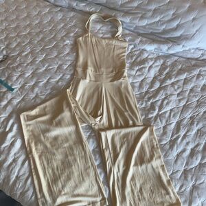 Aria Lattner Cream Jumpsuit Wide Leg.
